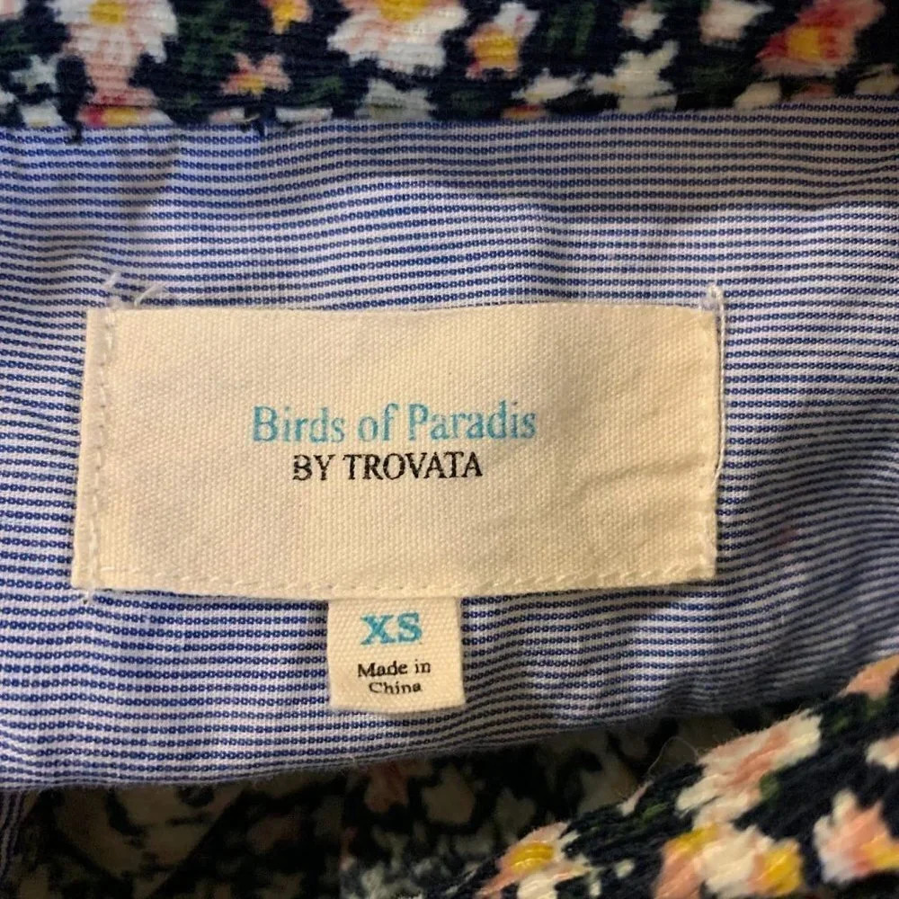 Birds of Paradise Trovata Women's Ditsy‎ Floral Pattern Corduroy Shirt Size XS - Picture 7 of 14